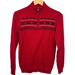 Retrofit Boys XL Red Fair Isle Mock Neck Sweater Christmas Festive Holiday Prepy